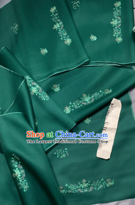 Chinese Classical Embroidered Flowers Pattern Design Green Silk Fabric Asian Traditional Hanfu Brocade Material