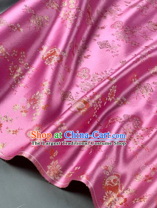 Chinese Classical Flowers Pattern Design Pink Silk Fabric Asian Traditional Hanfu Brocade Material