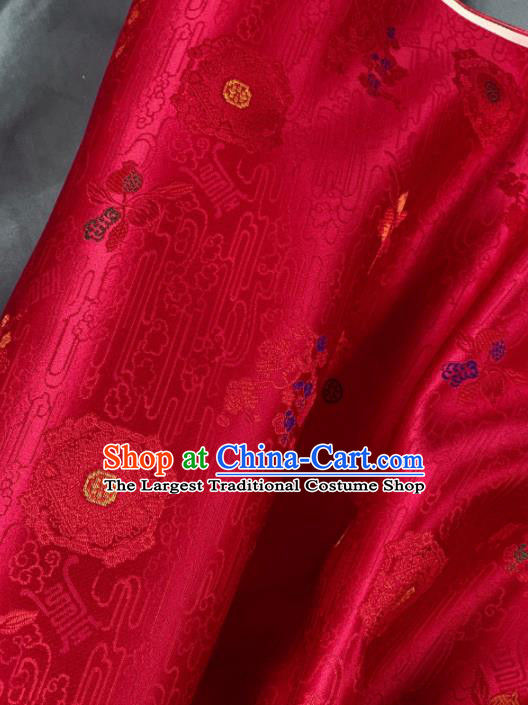 Chinese Classical Pattern Design Red Silk Fabric Asian Traditional Hanfu Brocade Material