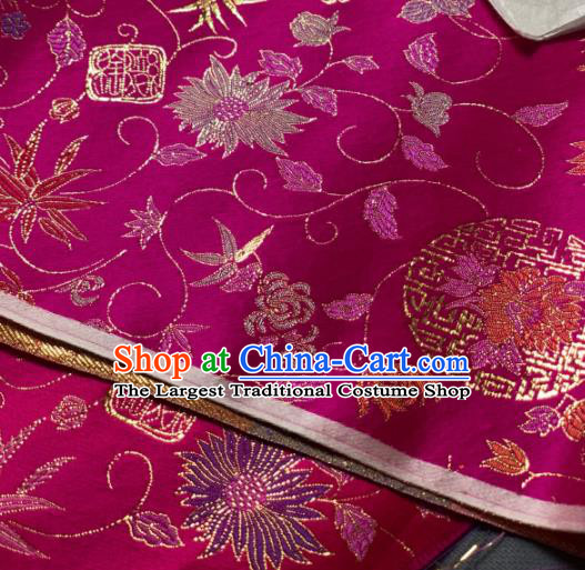 Chinese Classical Twine Chrysanthemum Pattern Design Rosy Silk Fabric Asian Traditional Hanfu Brocade Material