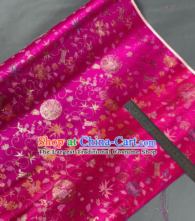 Chinese Classical Twine Chrysanthemum Pattern Design Rosy Silk Fabric Asian Traditional Hanfu Brocade Material