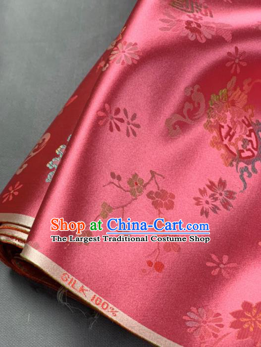 Chinese Classical Chrysanthemum Pattern Design Peach Pink Silk Fabric Asian Traditional Hanfu Brocade Material
