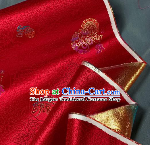 Chinese Classical Longevity Chrysanthemum Pattern Design Red Silk Fabric Asian Traditional Hanfu Brocade Material