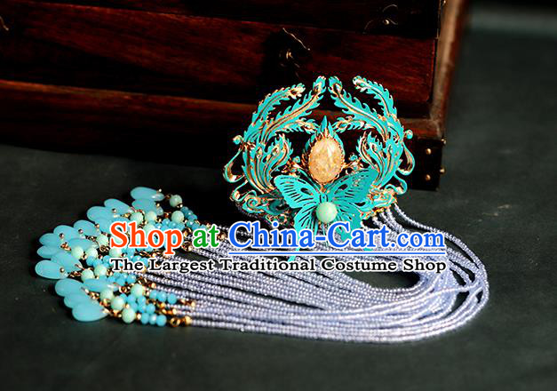 Traditional Chinese Handmade Phoenix Butterfly Tassel Hairpins Headdress Ancient Hanfu Hair Accessories for Women