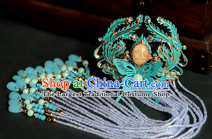 Traditional Chinese Handmade Phoenix Butterfly Tassel Hairpins Headdress Ancient Hanfu Hair Accessories for Women