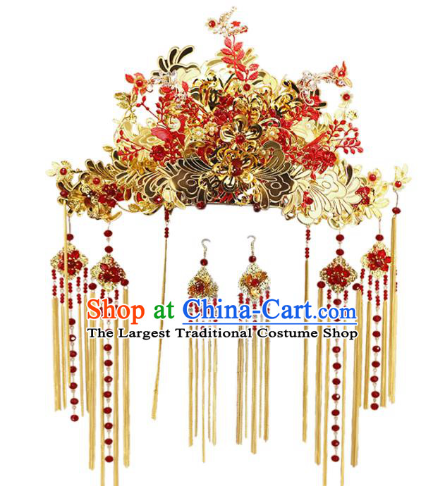 Traditional Chinese Wedding Phoenix Coronet Hairpins Headdress Ancient Empress Hair Accessories for Women
