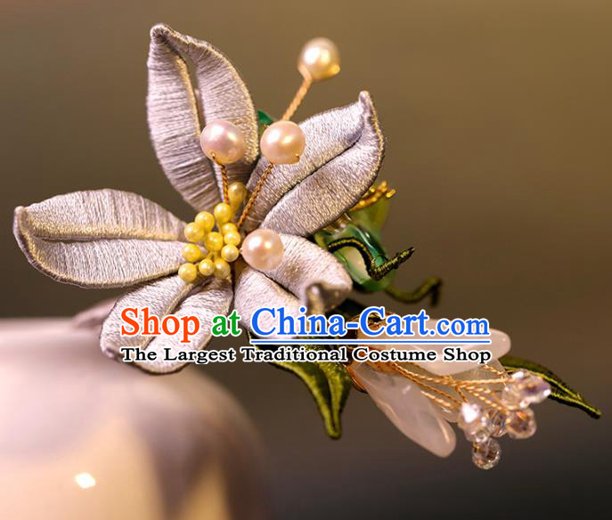 Traditional Chinese Handmade Brass Flowers Hairpin Headdress Ancient Hanfu Hair Accessories for Women