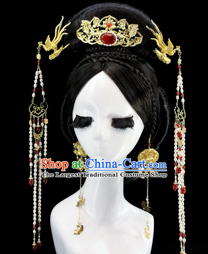 Traditional Chinese Ming Dynasty Phoenix Coronet Tassel Hairpins Headdress Ancient Empress Hair Accessories for Women
