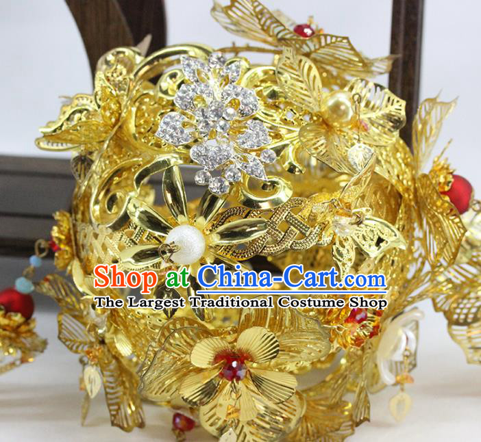 Traditional Chinese Wedding Prop Golden Lantern Ancient Bride Handmade Accessories for Women