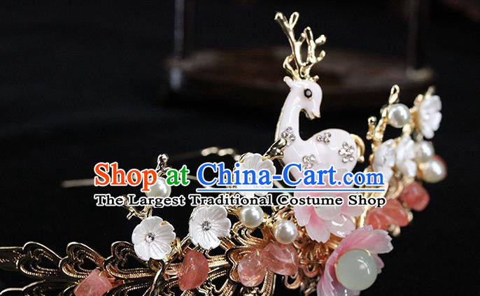 Traditional Chinese Handmade Deer Hairpins Headdress Ancient Hanfu Hair Accessories for Women