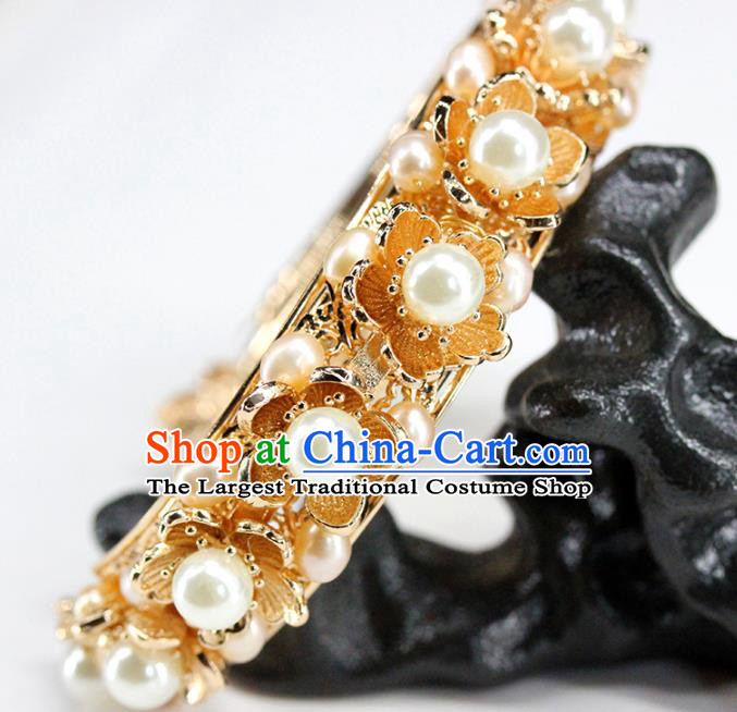 Traditional Chinese Ming Dynasty Pearls Bracelet Ancient Handmade Bangle Accessories for Women