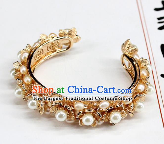 Traditional Chinese Ming Dynasty Pearls Bracelet Ancient Handmade Bangle Accessories for Women