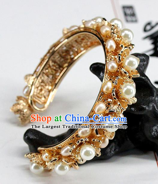 Traditional Chinese Ming Dynasty Pearls Bracelet Ancient Handmade Bangle Accessories for Women