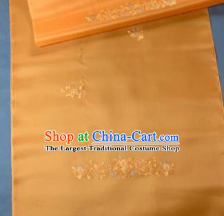Chinese Traditional Classical Embroidered Flowers Pattern Design Orange Silk Fabric Asian Hanfu Material