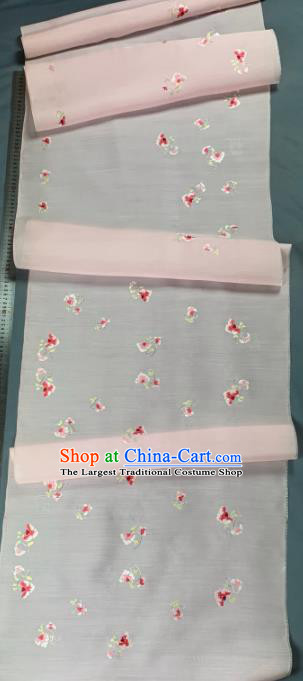 Chinese Traditional Classical Embroidered Pattern Design Light Pink Silk Fabric Asian Hanfu Material