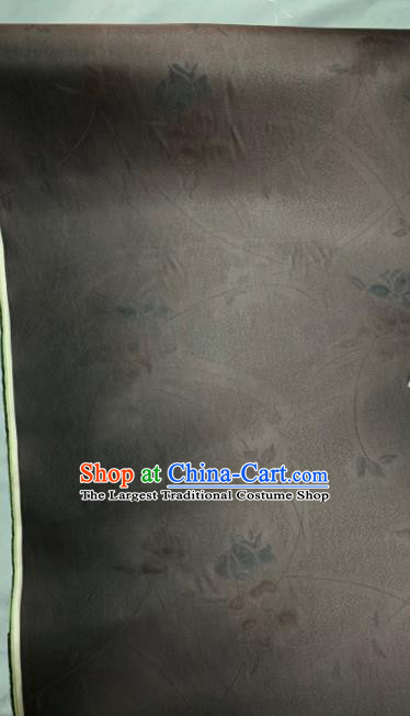 Chinese Traditional Classical Pattern Design Deep Brown Silk Fabric Asian Hanfu Material