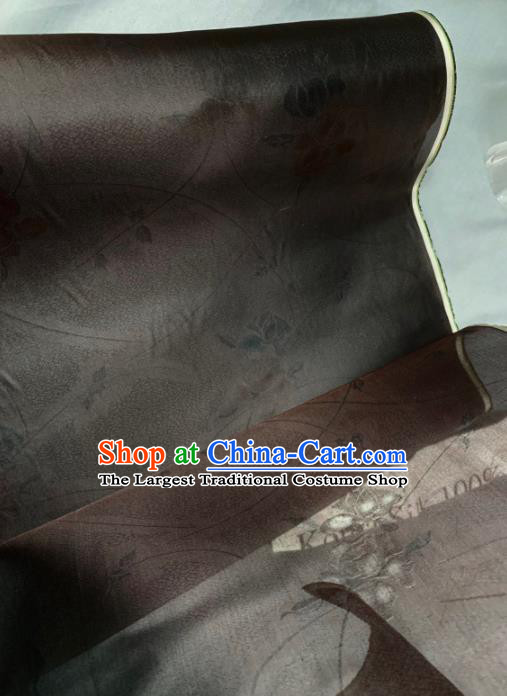 Chinese Traditional Classical Pattern Design Deep Brown Silk Fabric Asian Hanfu Material