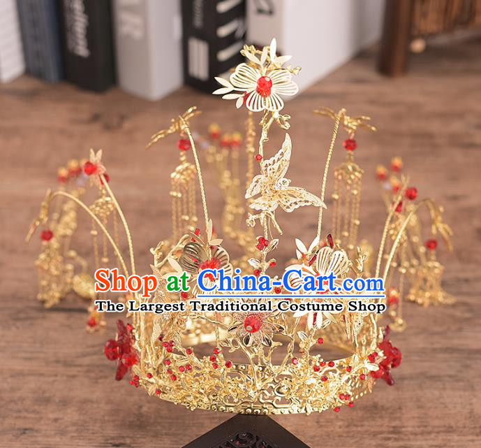 Traditional Chinese Bride Tassel Hair Crown Headdress Ancient Wedding Hair Accessories for Women