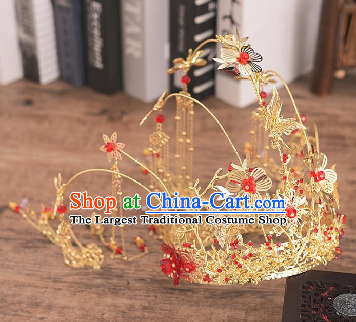 Traditional Chinese Bride Tassel Hair Crown Headdress Ancient Wedding Hair Accessories for Women