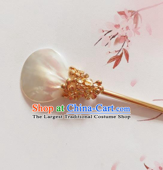 Traditional Chinese Golden Shell Hairpin Headdress Ancient Court Hair Accessories for Women