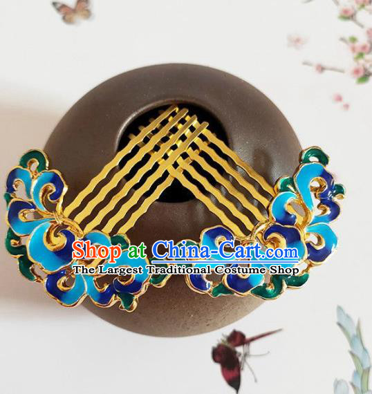 Traditional Chinese Little Blueing Hair Comb Headdress Ancient Court Hair Accessories for Women