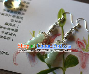 Traditional Chinese Handmade Jade Bamboo Earrings Ancient Hanfu Pearls Ear Accessories for Women