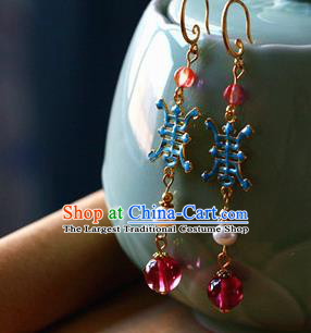 Traditional Chinese Handmade Blueing Earrings Ancient Hanfu Ear Accessories for Women