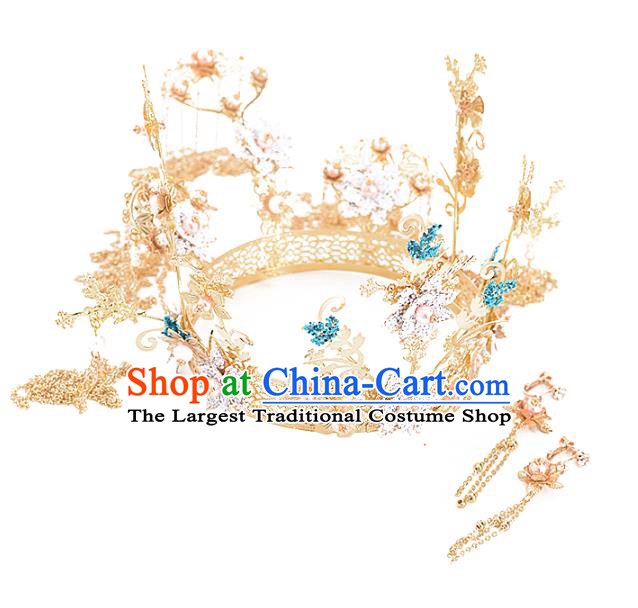 Traditional Chinese Bride Hair Crown and Hairpins Headdress Ancient Wedding Hair Accessories for Women
