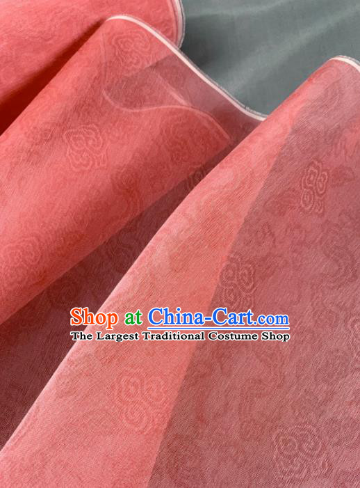 Chinese Traditional Classical Clouds Pattern Design Peach Pink Silk Fabric Asian Hanfu Material
