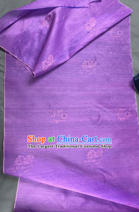 Chinese Traditional Classical Peony Chrysanthemum Pattern Design Purple Silk Fabric Asian Hanfu Material