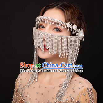 Traditional Chinese Stage Show Tassel Hair Clasp Mask Headdress Handmade Catwalks Hair Accessories for Women