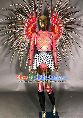 Top Stage Show Brazilian Carnival Costume Catwalks Deluxe Miami Feathers Wings for Women