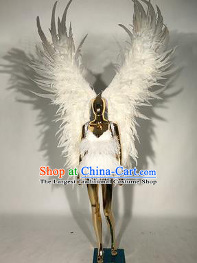 Top Miami Catwalks Deluxe White Feather Wings Stage Show Brazilian Carnival Costume for Women