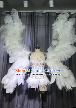 Top Miami Catwalks Deluxe White Feather Angel Wings Stage Show Brazilian Carnival Costume for Women