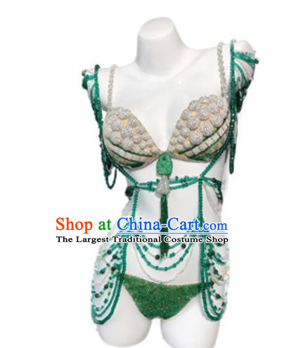 Top Miami Catwalks Green Underwear Stage Show Brazilian Carnival Costume for Women