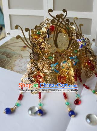 Traditional Chinese Bride Jade Hair Crown Hairpin Headdress Ancient Court Hair Accessories for Women