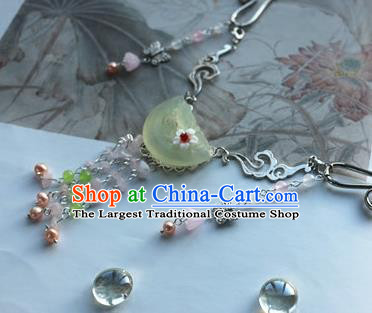 Traditional Chinese Handmade Jade Carving Necklace Ancient Hanfu Necklet Accessories for Women