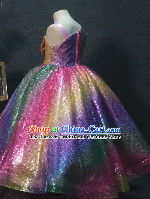 Top Grade Children Princess Colorful Full Dress Catwalks Stage Show Birthday Costume for Kids