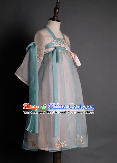 Traditional Chinese Catwalks Girl Pink Hanfu Dress Compere Stage Performance Costume for Kids