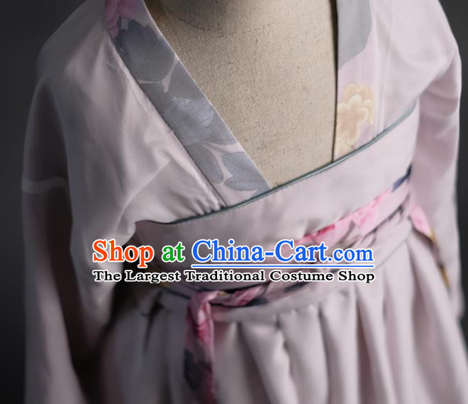 Traditional Chinese Girl Classical Dance Lilac Hanfu Dress Compere Stage Performance Costume for Kids