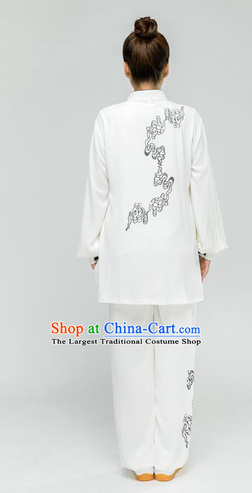 Traditional Chinese Tai Chi Competition White Outfits Martial Arts Stage Performance Costumes for Women
