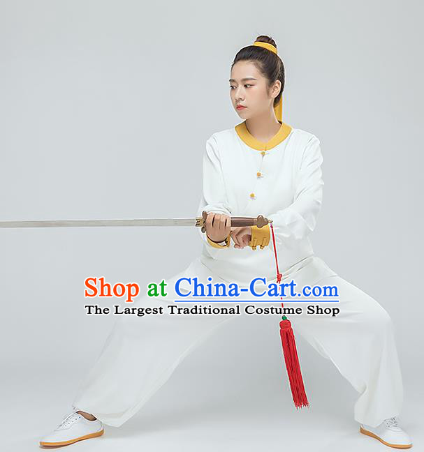 Traditional Chinese Tai Chi Kung Fu White Outfits Martial Arts Stage Performance Costumes for Women
