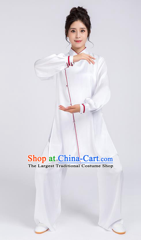 Top Chinese Martial Arts Red Edge Outfits Traditional Tai Chi Kung Fu Training Costumes for Women