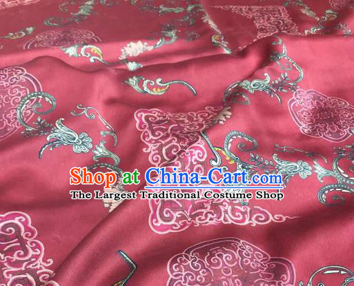 Chinese Traditional Design Pattern Red Silk Fabric Cheongsam Gambiered Guangdong Gauze Drapery