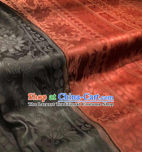 Chinese Traditional Twine Lotus Design Pattern Wine Red Silk Fabric Cheongsam Gambiered Guangdong Gauze Drapery