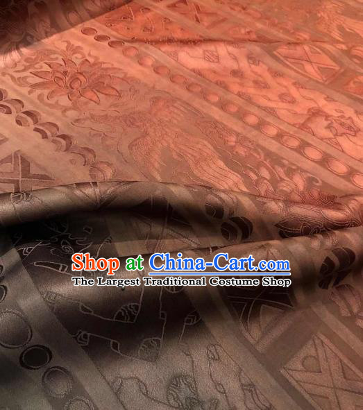 Chinese Traditional Twine Lotus Design Pattern Wine Red Silk Fabric Cheongsam Gambiered Guangdong Gauze Drapery