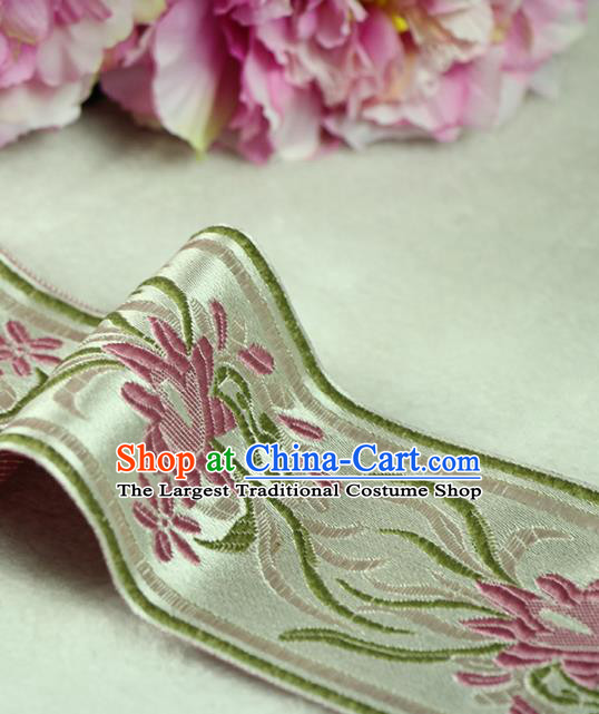 Chinese Traditional Embroidered Flowers Grey Braid Band Decorative Border Collar Accessories