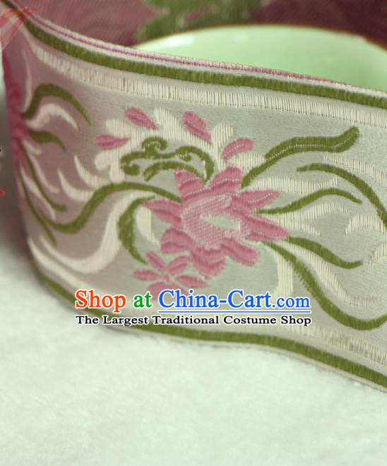 Chinese Traditional Embroidered Flowers Grey Braid Band Decorative Border Collar Accessories