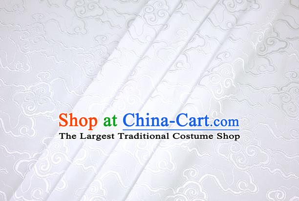 Chinese Traditional Cloud Pattern Design White Brocade Fabric Hanfu Dress Satin Drapery
