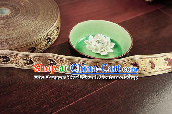 Chinese Traditional Embroidered Light Brown Band Decorative Border Collar Accessories